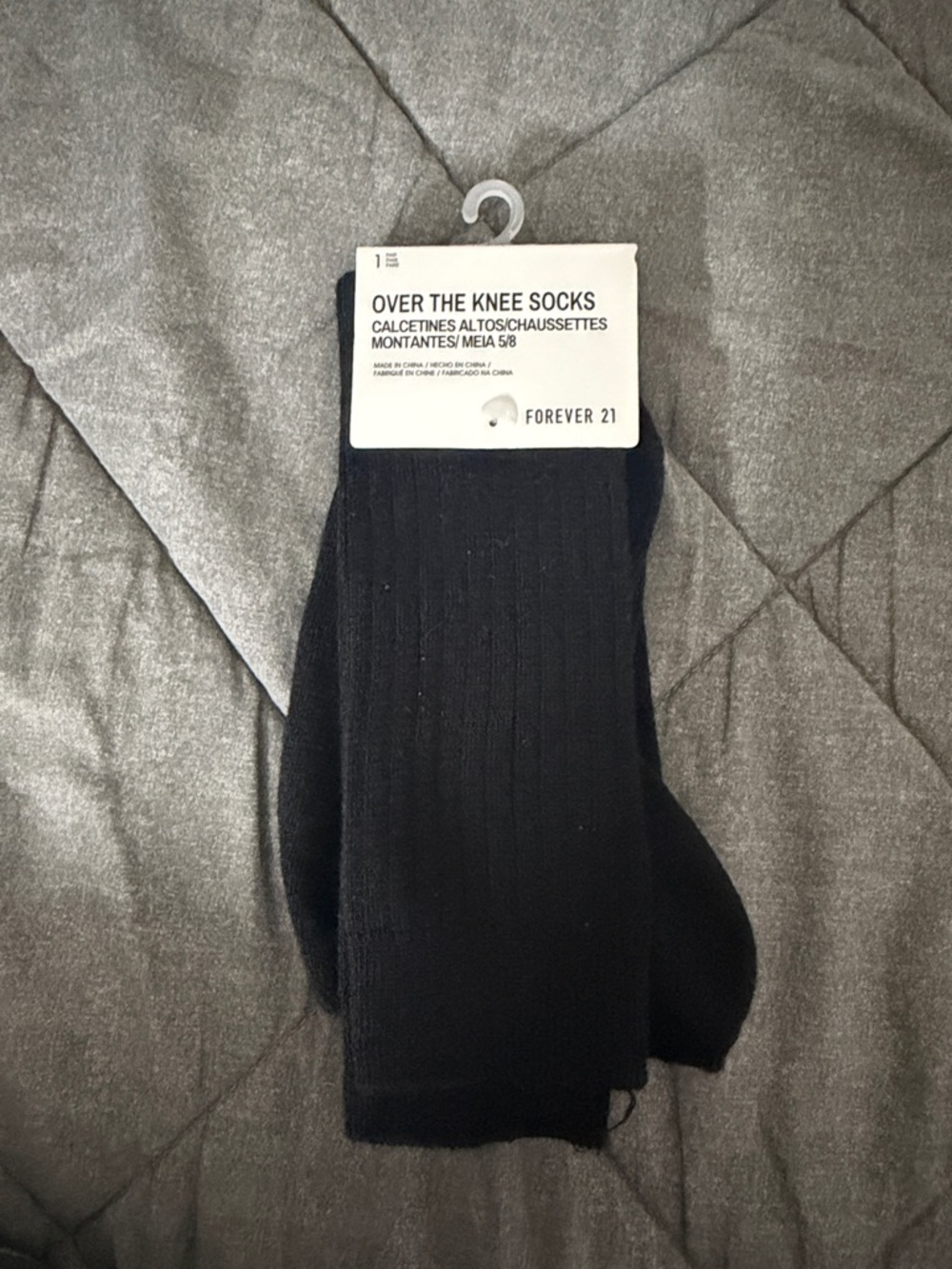 Forever 21 Black Ribbed Over-the-Knee Socks
